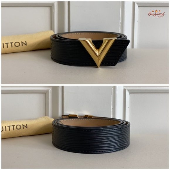 Authentic Louis Vuitton Black Epi Calfskin Leather Essential V Buckle Belt 80/32 main image 8